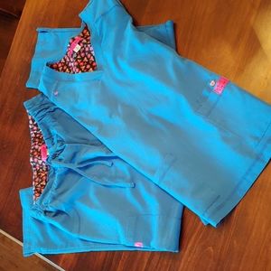 Betsey Johnson Scrub set, Royal blue, size Mediums